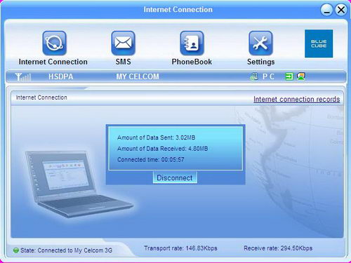 Celcom Broadband Blue Cube Connection Manager