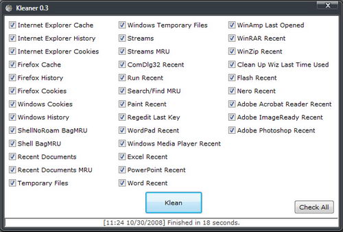 Kleaner Clean Your Windows from Unnecessary Files, Registry Keys and Traces You Left Behind