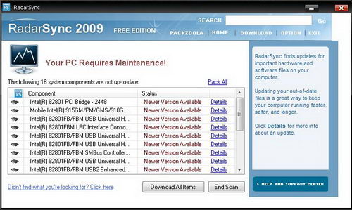 RadarSync 2009 - Driver Update Utility