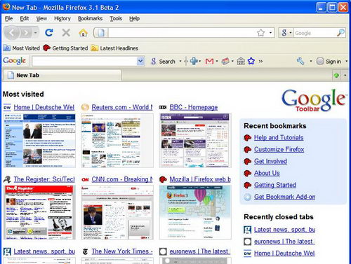 Google Toolbar Bring Google Chrome New Tab Feature to Firefox
