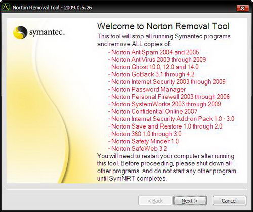 Norton Removal Tool 2009