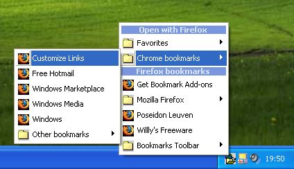 Access Multiple Bookmarks from System Tray