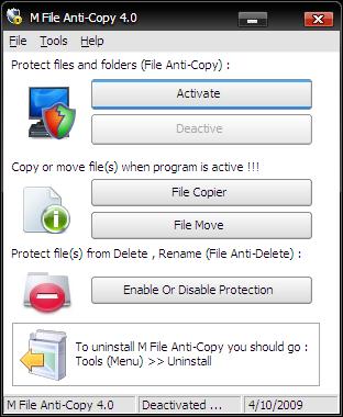 Main Windows of M File Anti-Copy