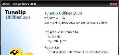 Tuneup Utilities 2008 Free License Key Serial Code