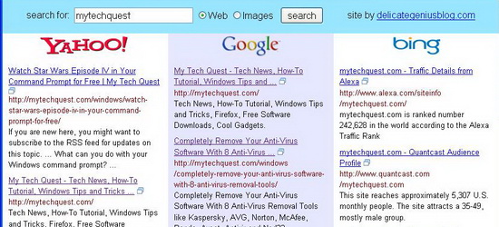 Compare and Vote Google, Bing and Yahoo Seach Engine