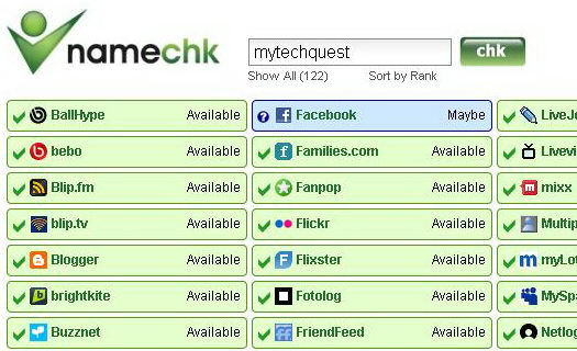 Namechk Checks Username Availability on Social Networking Sites