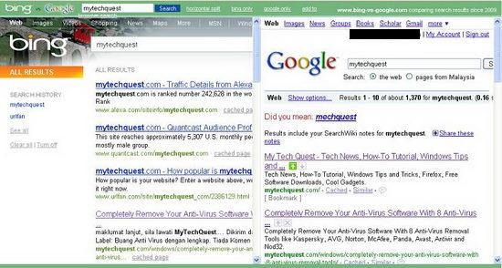 Search Bing and Google Search Engines at Once