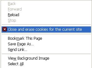 Close'n Forget Erases Cookie and History of Particular Site