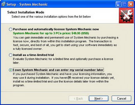 System Mechanic 9 Installation Mode