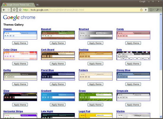 Google Chrome Themes Gallery