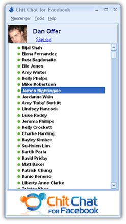 Chit Chat for Facebook Main Window