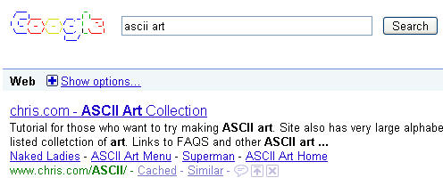 Google in Ascii Art