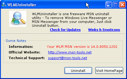 Uninstall Windows Live Messenger/MSN Messenger with WLMUninstaller