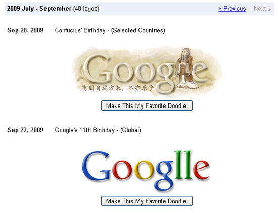 Choose Favourite Google Doodle from Google Doodle Gallery