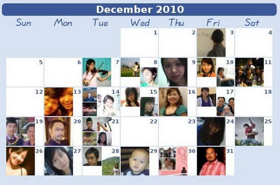 Facebook Birthday Calendar