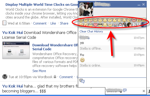 facebook emoticon chat. Now, you will notice a collection of emoticons within the chat window.