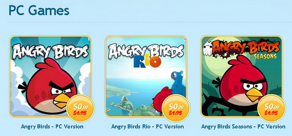 Angry Birds PC Games Christmas Promo at 99 Cents Each