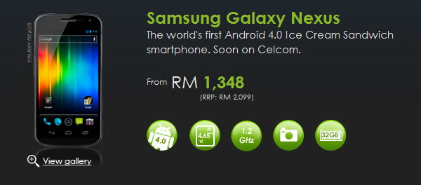 Samsung Galaxy Nexus Available at Celcom Malaysia