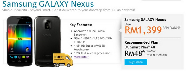 Samsung Galaxy Nexus Available at Digi Malaysia