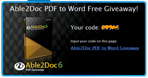 Able2Doc6 PDF to Word Free License Giveaway