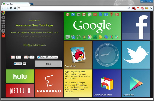 Metro UI New Tab Page for Chrome