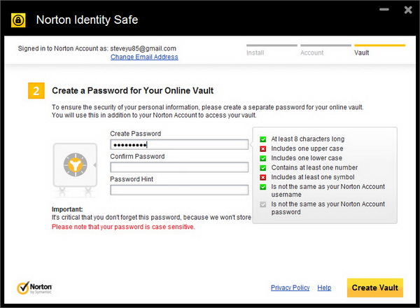 Setup Norton Identity Safe Beta