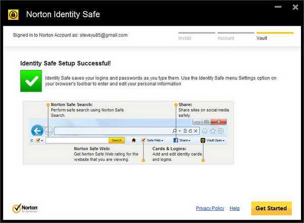 Setup Norton Identity Safe Beta