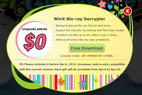 WinX Blu-Ray Decrypter Free License Easter 2012