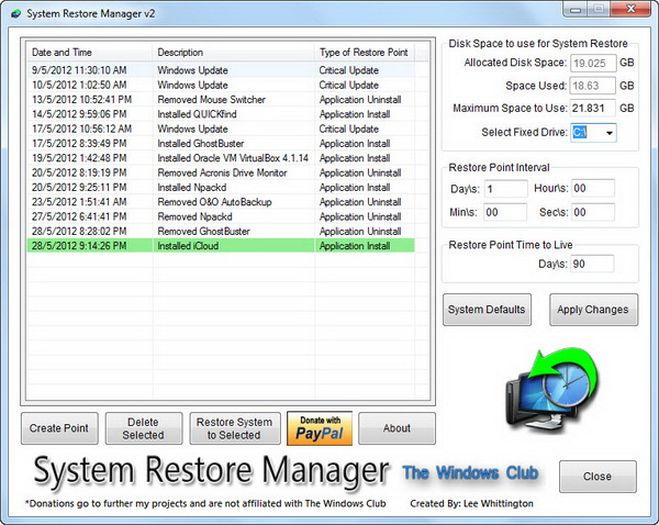 Manage and Customize Windows System Restore