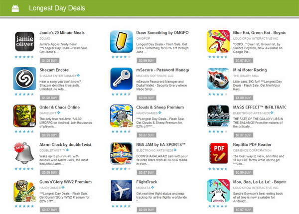 Google Play Store - Longest Day Deals