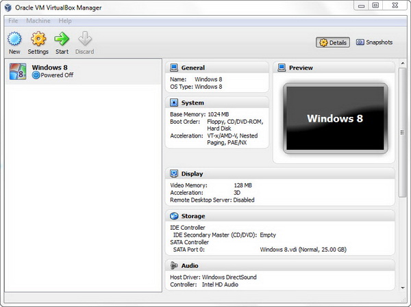 Run Windows 8 Virtually using VirtualBox