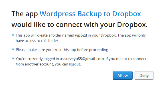 Backup WordPress to Dropbox