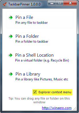 Pin Anything to Windows Taskbar with Taskbar Pinner