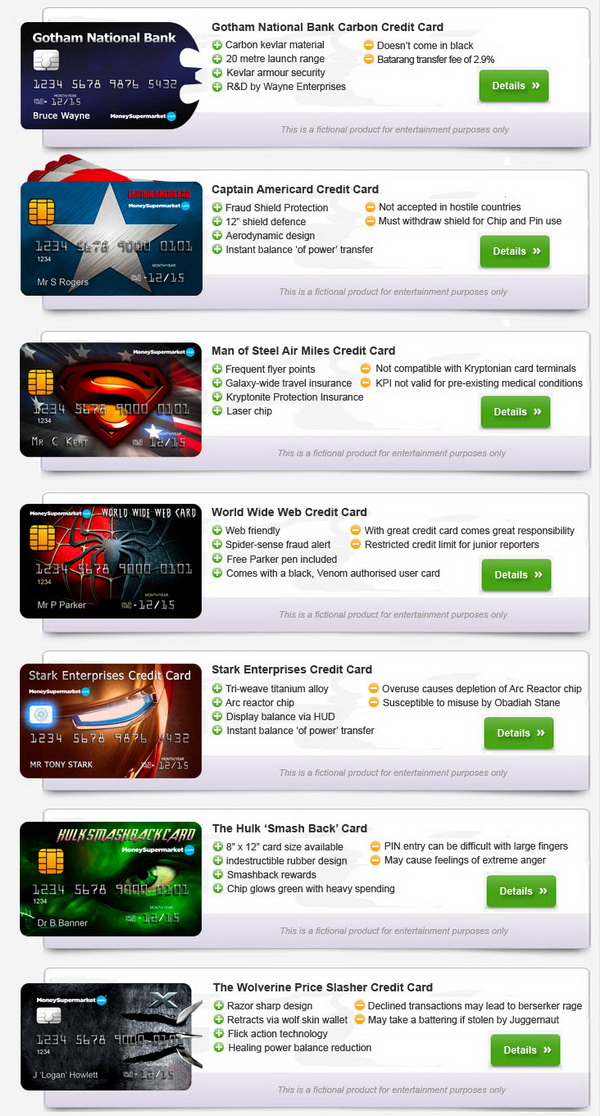 Superhero Credit Cards