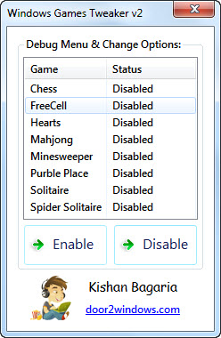 Windows Games Tweaker - Enable Debug Mode in Windows Games