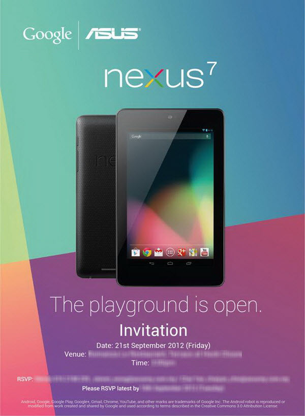 ASUS's Google Nexus 7 Event Invitation