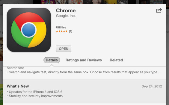 Chrome for iOS Supports iPhone 5 and iOS 6
