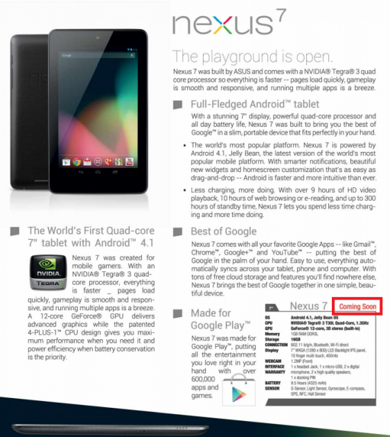 Nexus 7 to Land in Malaysia on September 21