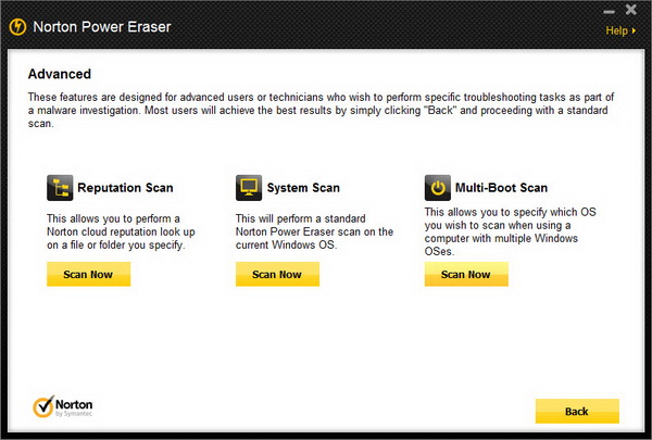 norton power eraser stuck at 100