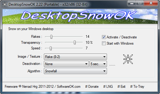 Add Snow Effect to Desktop with DesktopSnowOK