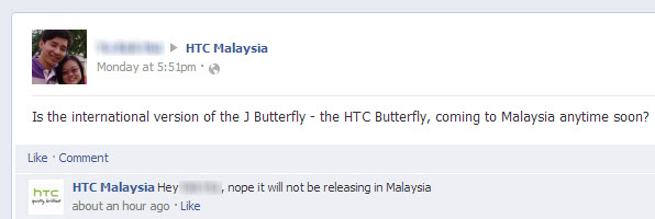 HTC Butterfly not coming to Malaysia