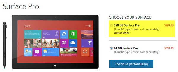 Windows Surface Pro 128GB Model