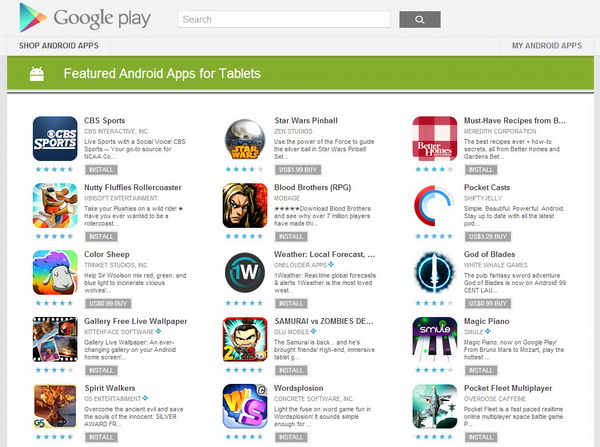 Featured Android Apps for Tablets