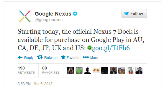 Nexus 7 Dock Available in Google Play Store