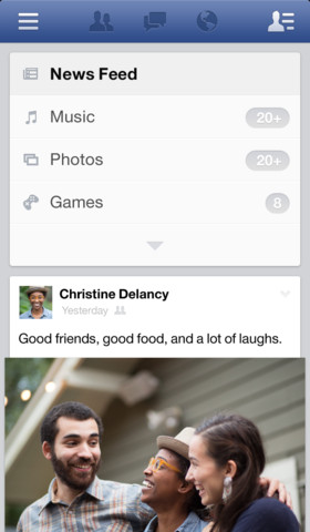 Facebook for iOS - News Feed for Music, Photos and Games