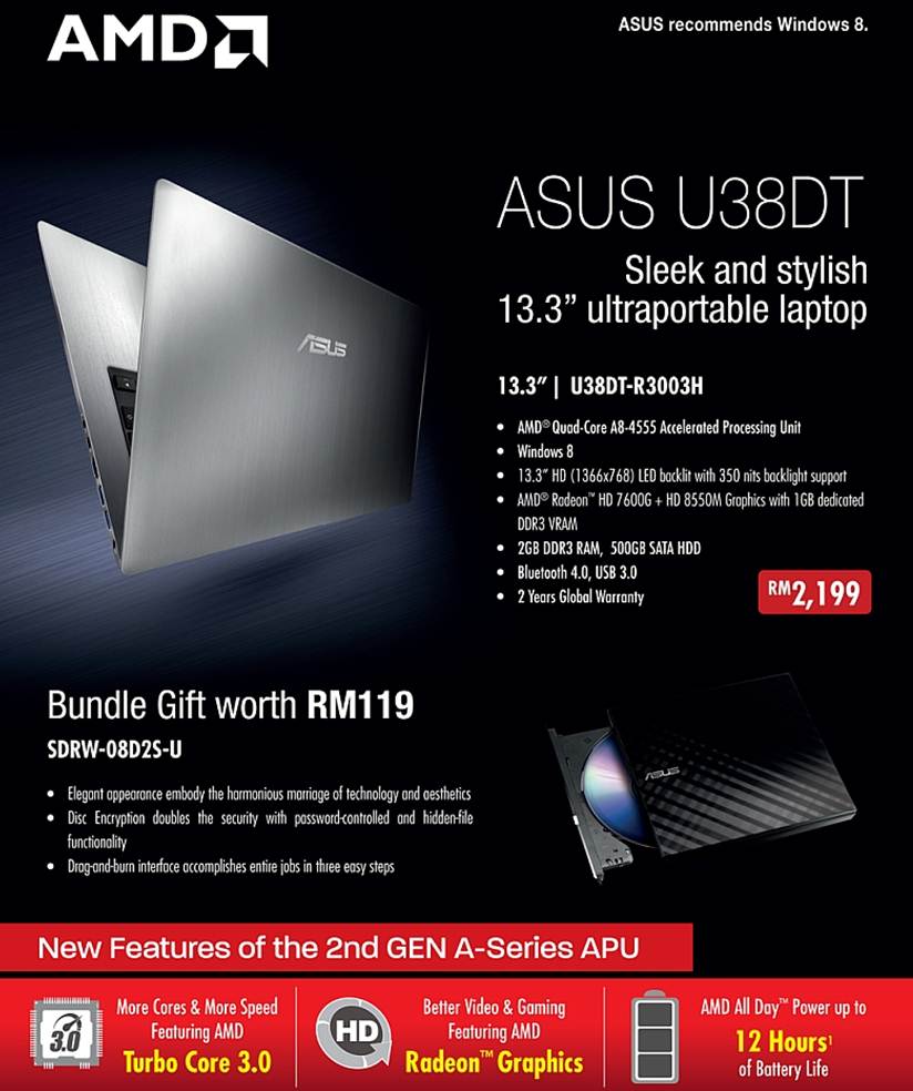 ASUS U38DT Ultraportable Laptop now available in Malaysia