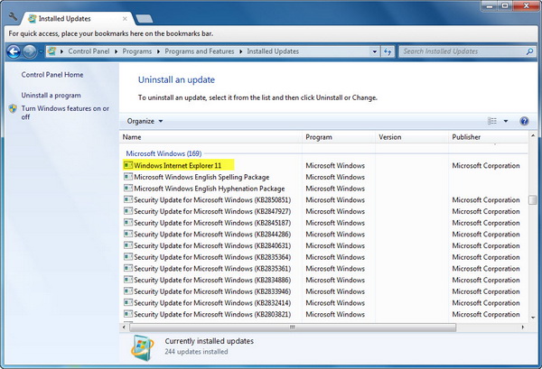 Uninstall Reinstall Internet Explorer 11