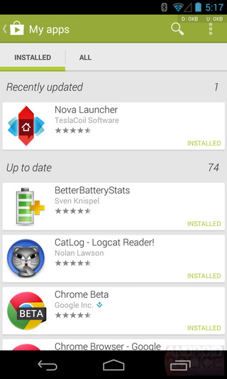 Google Play Store 4.3.10 - Recently Update Section