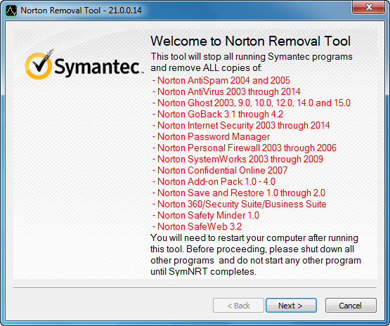 Norton Removal Tool 2014