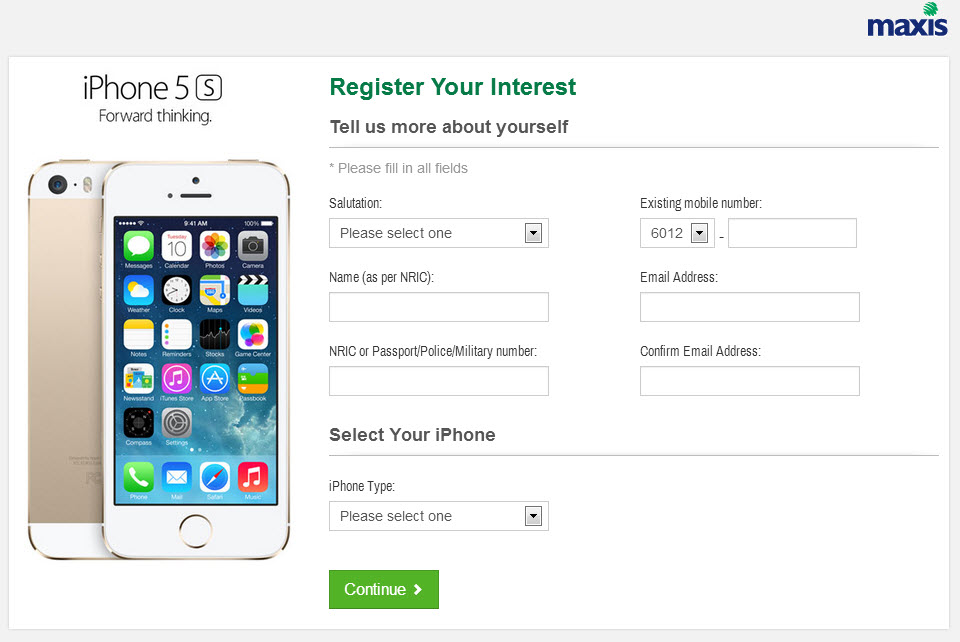 Registration of Interest - iPhone 5S and 5C